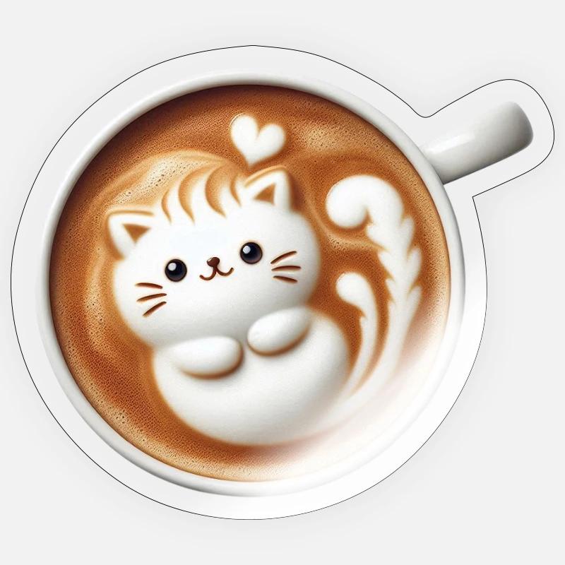 Latte Cat Sticker size S (10 x 10 cm)