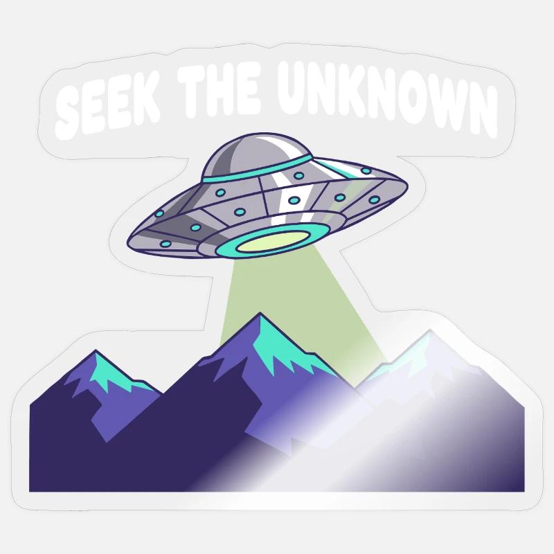UFO over mountain ranges Sticker size S (10 x 10 cm)