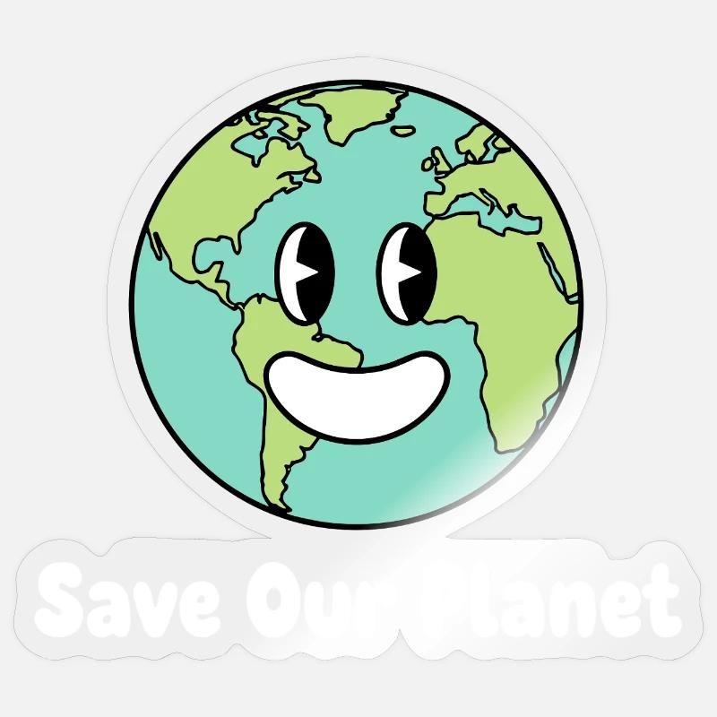 Smiling Earth Save Our Planet - Sticker size S (10 x 10 cm) - transparent glossy