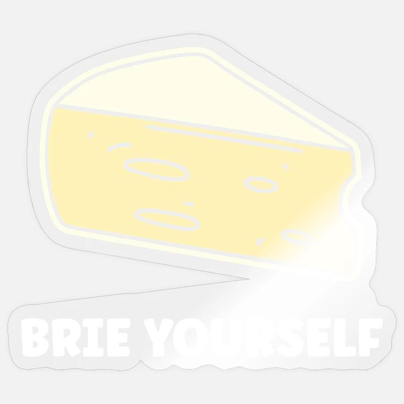 Humour fromage brie - Sticker taille S (10 x 10 cm) - brillant transparent