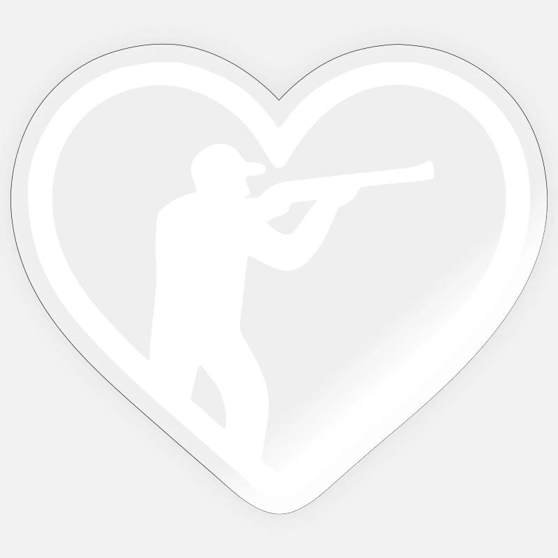 Heart Hunting – Hunter Silhouette Design - Sticker size S (10 x 10 cm) - transparent glossy
