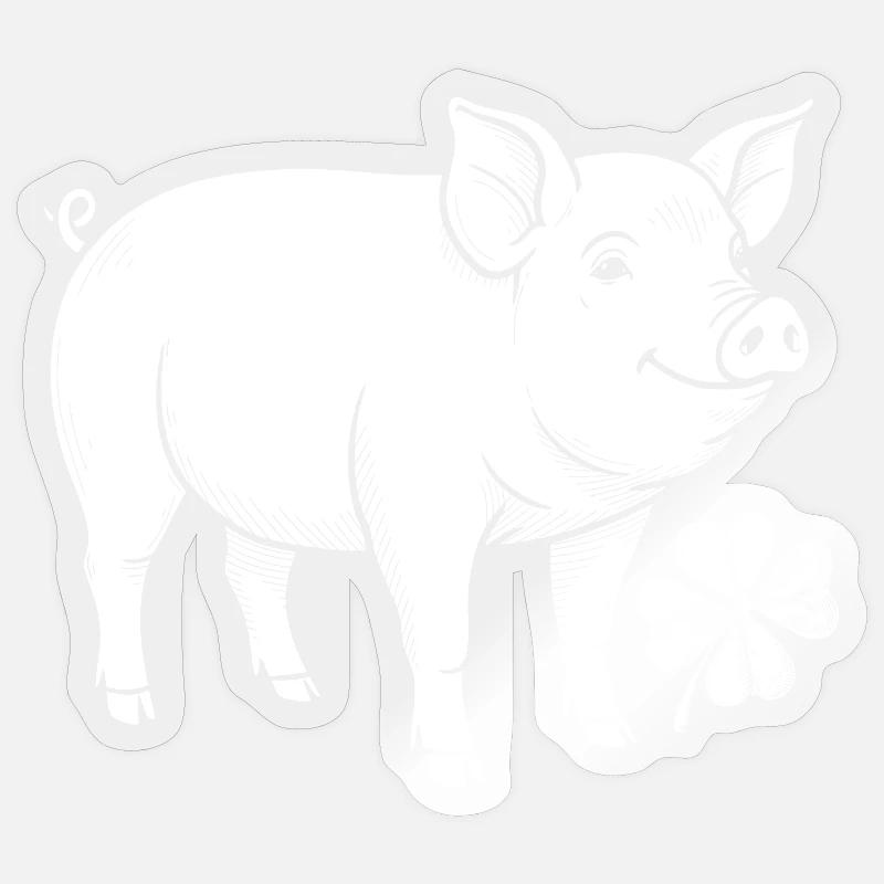 Trèfle de cochon chanceux - Sticker taille S (10 x 10 cm) - brillant transparent