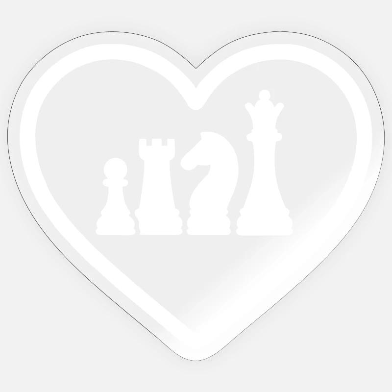 Pions d’échecs cœur - Sticker taille S (10 x 10 cm) - brillant transparent