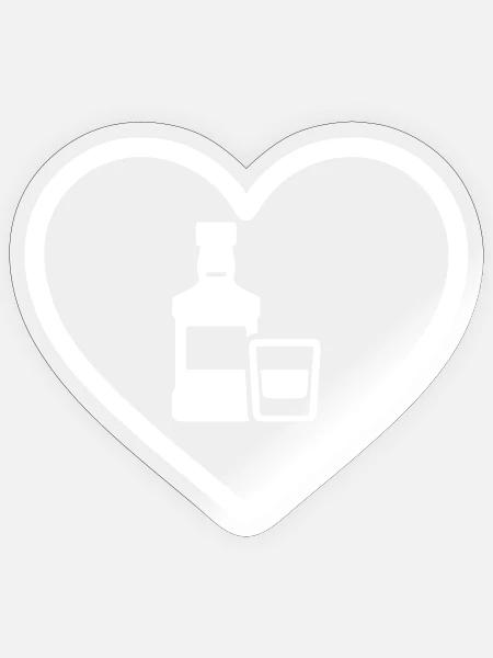 Herz-Whiskeyflasche und Glas - Sticker Größe S (10 x 10 cm) - Transparent glänzend
