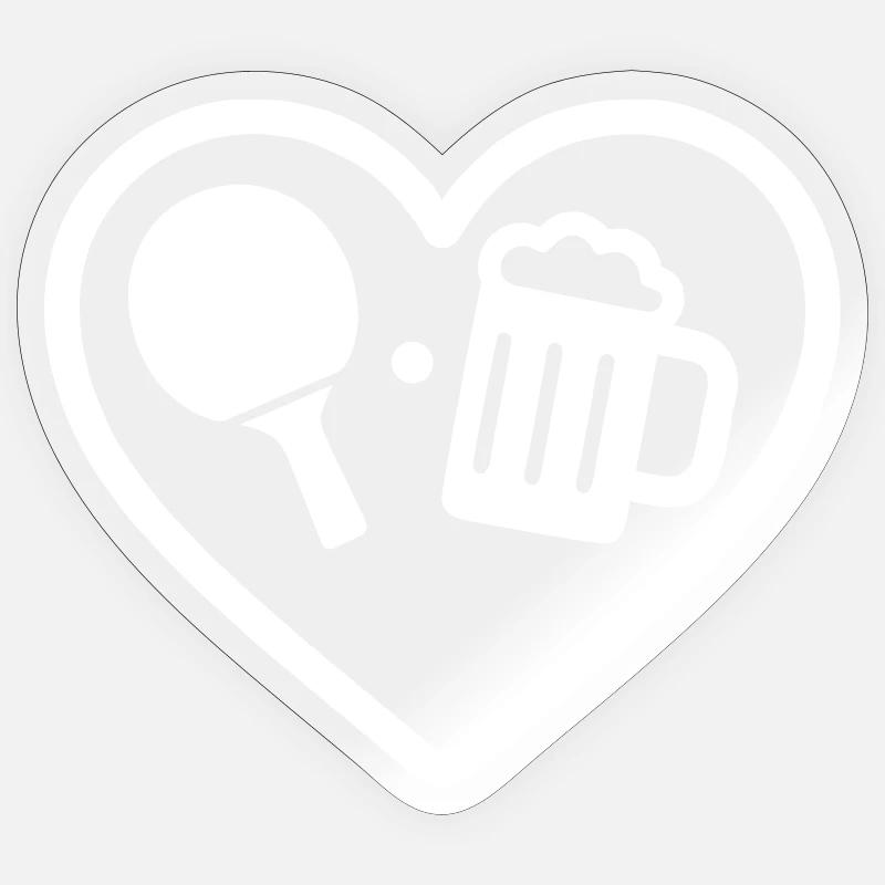 Heart Ping-Pong Bier - Sticker Größe S (10 x 10 cm) - Transparent glänzend
