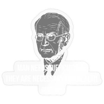 Carl Jung Zitat – Schwierigkeiten heilen Gesundheit - Sticker Größe S (10 x 10 cm) - Transparent glänzend - Vorne