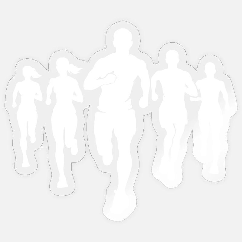 Marathonläufer Team Silhouette Marathon - Sticker Größe S (10 x 10 cm) - Transparent glänzend