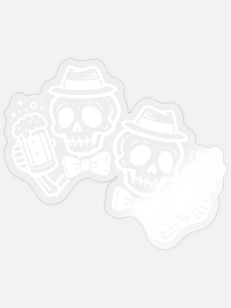 Totenköpfe mit Bierkrügen Weiß - Sticker Größe S (10 x 10 cm) - Transparent glänzend