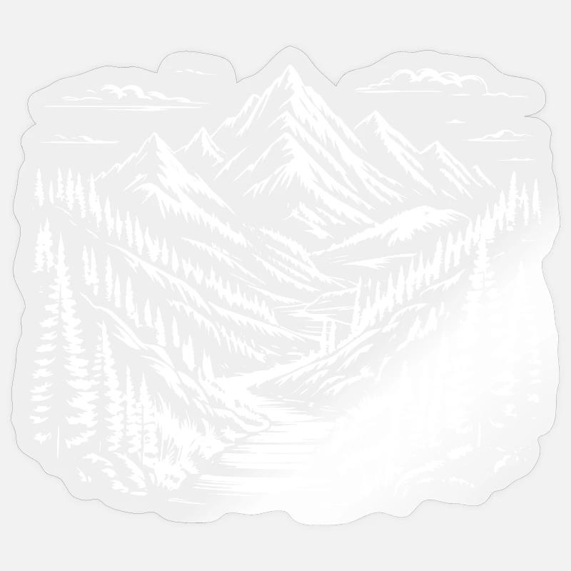 Mountain sketch landscape - Sticker size S (10 x 10 cm) - transparent glossy