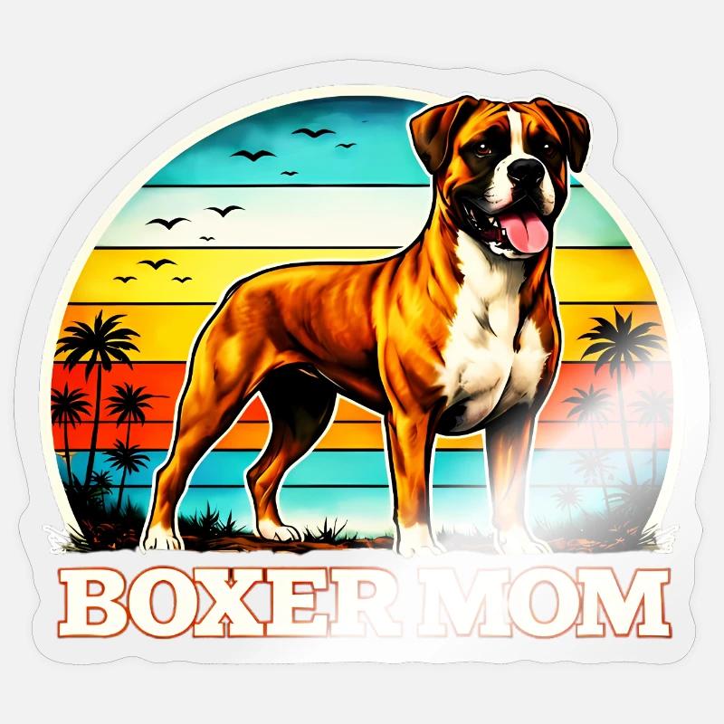 Boxer Mom  - Sticker Größe S (10 x 10 cm) - Transparent glänzend