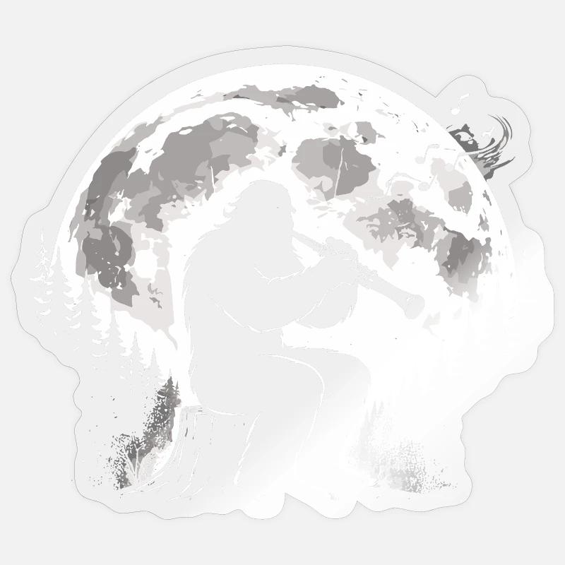 Bigfoot joue de la clarinette - Sticker taille S (10 x 10 cm) - brillant transparent