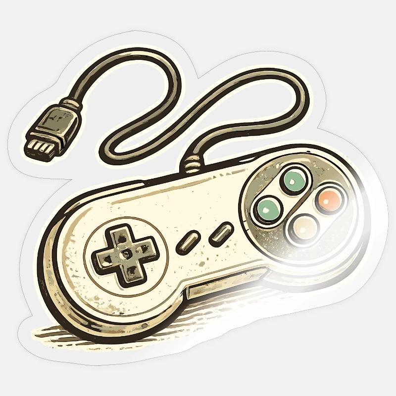Retro Spielcontroller Grafik Sticker Größe S (10 x 10 cm)