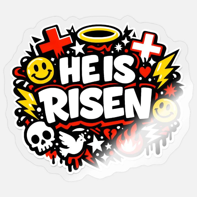 he is risen - Sticker size S (10 x 10 cm) - transparent glossy