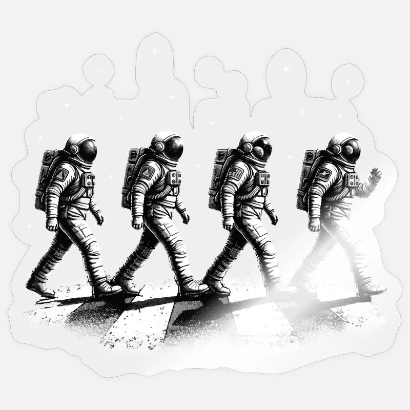 Walking Astronauts Space Exploration - Sticker size S (10 x 10 cm) - transparent glossy