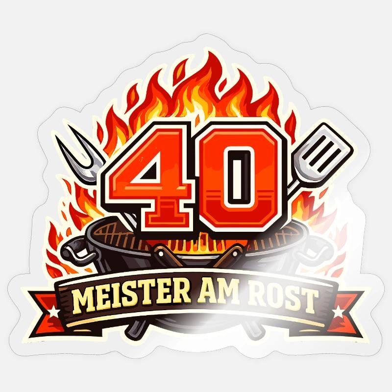 40 Master on the grill - Sticker size S (10 x 10 cm) - transparent glossy
