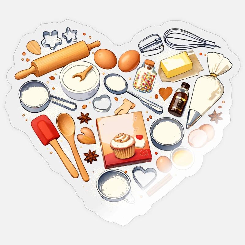Baking Heart Shape Baking Utensils Hobby Baker Sticker size S (10 x 10 cm)
