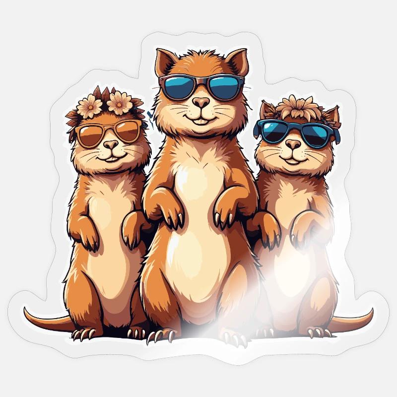 Trio de lunettes de soleil - Sticker taille S (10 x 10 cm) - brillant transparent