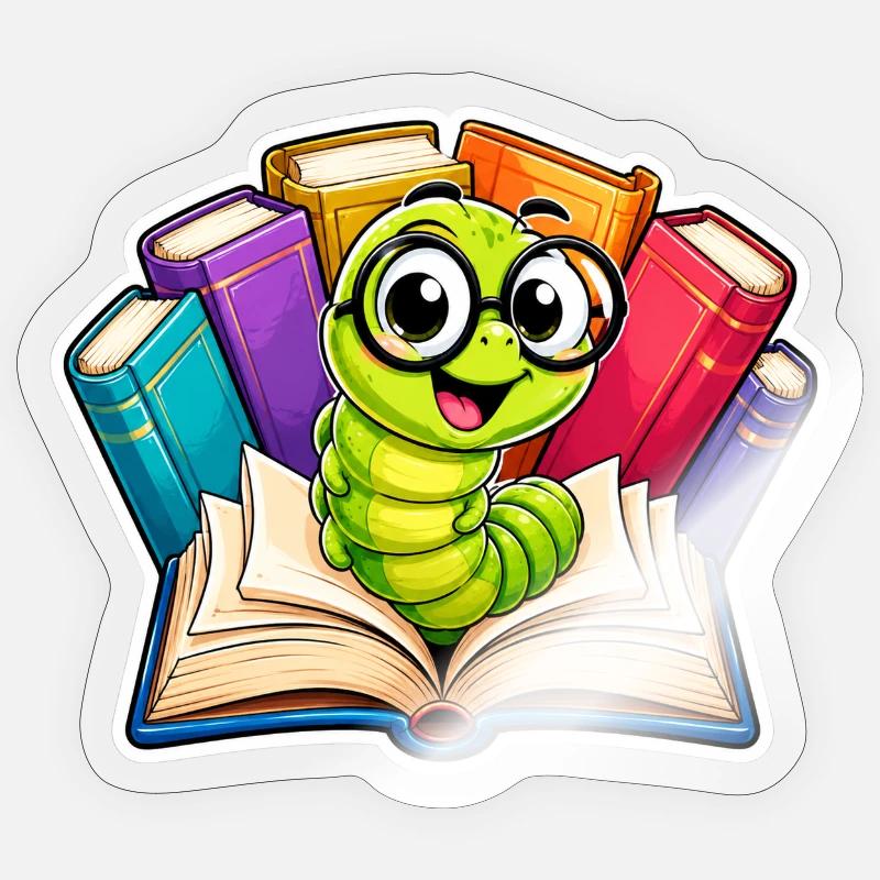 Rat de bibliothèque joyeux - Sticker taille S (10 x 10 cm) - brillant transparent
