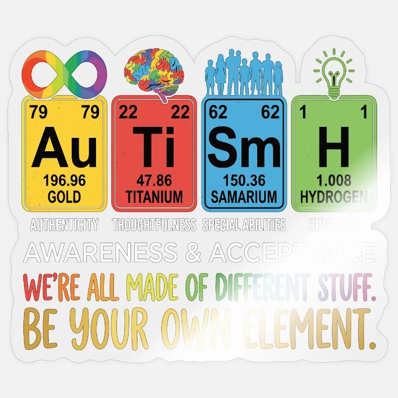 Sensibilisation à l’autisme Chimie Neurodiversité - Sticker taille S (10 x 10 cm) - brillant transparent