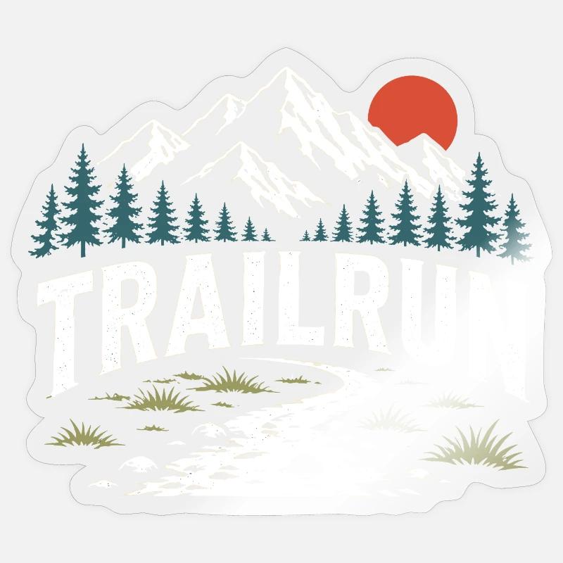 Trail Run - Sticker Größe S (10 x 10 cm) - Transparent glänzend
