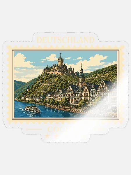 Deutschland Cochem Vintage Reisemarke - Sticker Größe S (10 x 10 cm) - Transparent glänzend