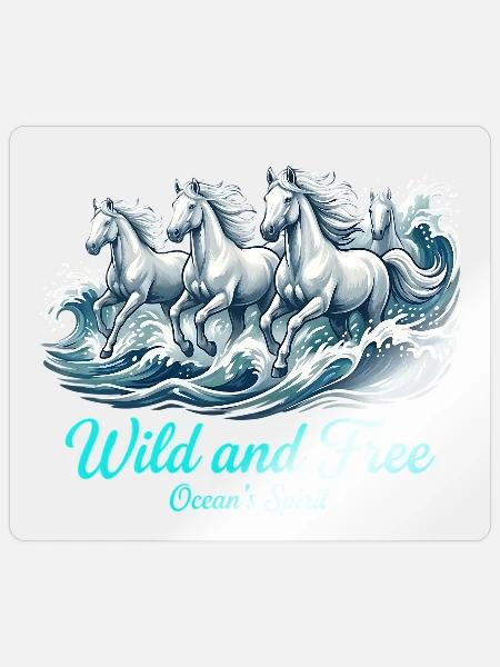 Pferde Pferd Wild and free Oceans Spirit - Sticker Größe S (10 x 10 cm) - Transparent glänzend