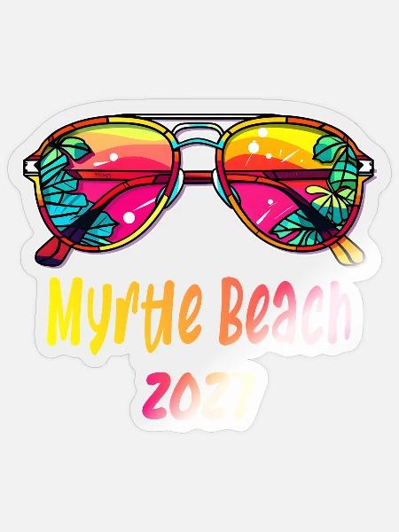 Myrtle Beach 2027 Sonnenbrillen - Sticker Größe S (10 x 10 cm) - Transparent glänzend