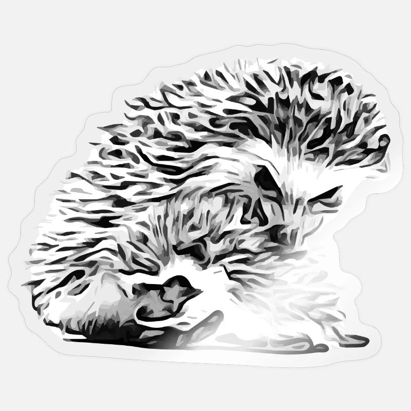 Maman hérisson avec bébé hérisson - Sticker taille S (10 x 10 cm) - brillant transparent