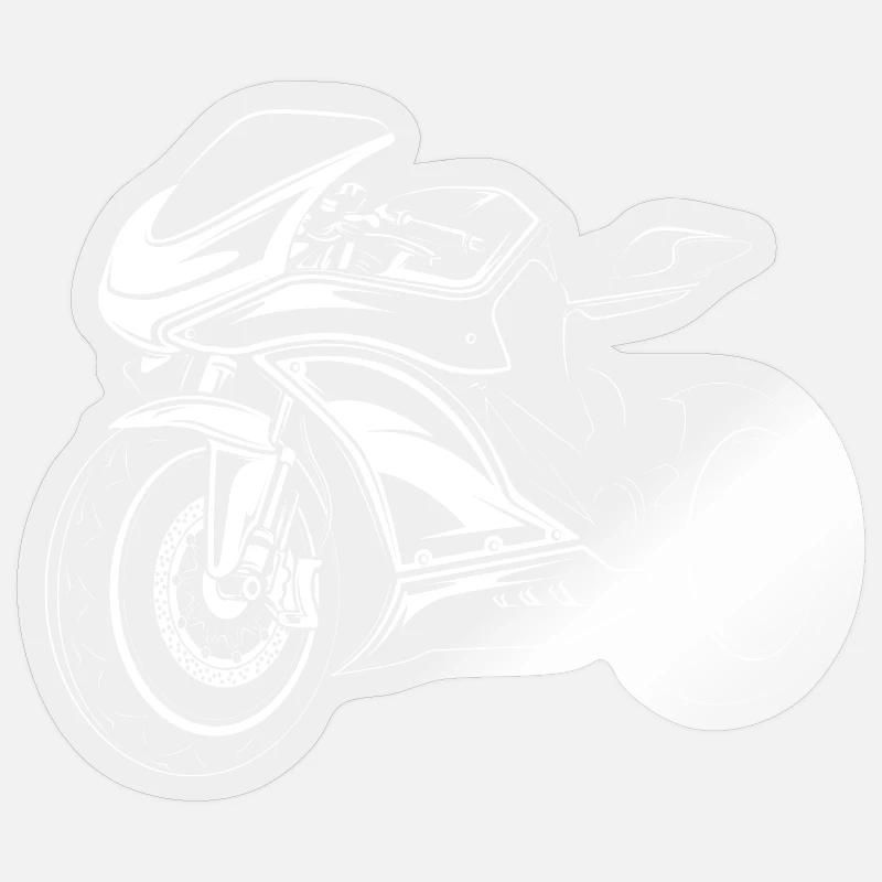 Icône d’illustration de course de motard de course de moto - Sticker taille S (10 x 10 cm) - brillant transparent