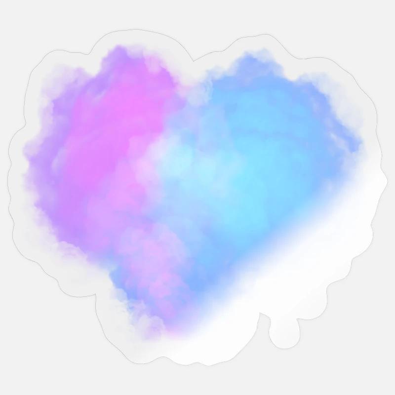 Heart shaped clouds - Sticker size S (10 x 10 cm) - transparent glossy