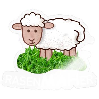 RasenMäher Schaf im Gras - Sticker Größe S (10 x 10 cm) - Transparent glänzend - Vorne
