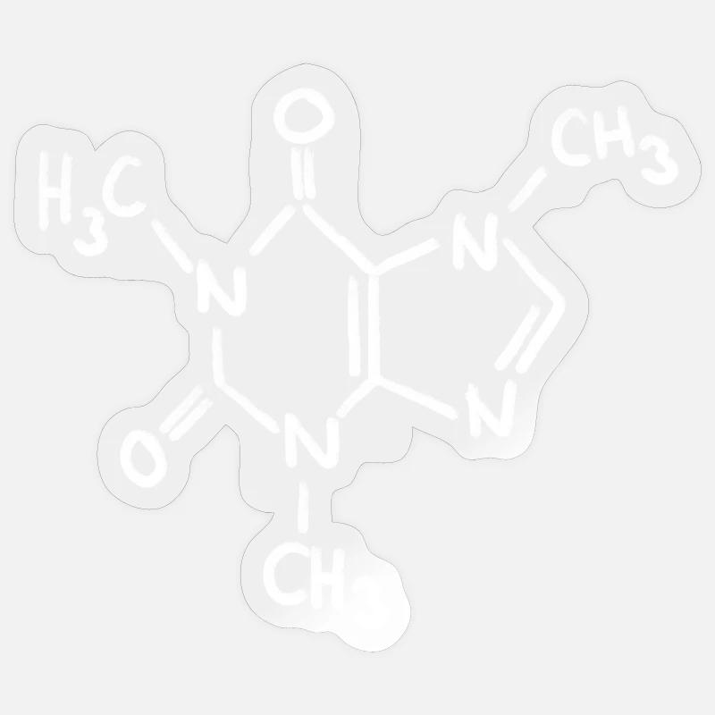Caffeine Chalk Molecule - Sticker size S (10 x 10 cm) - transparent glossy