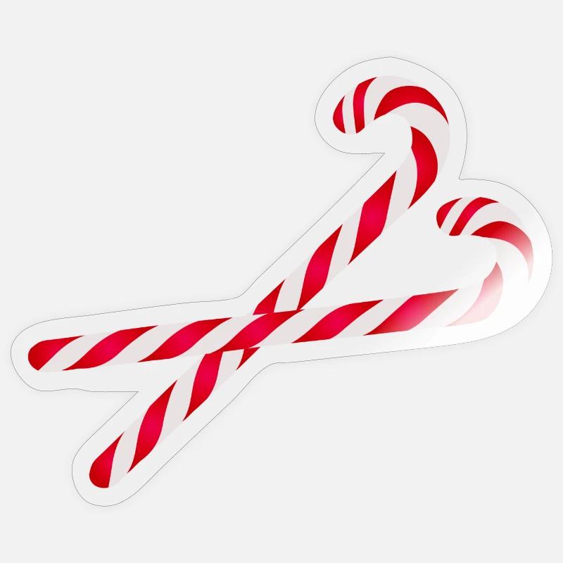 two bright red & white striped candy canes Sticker size S (10 x 10 cm)