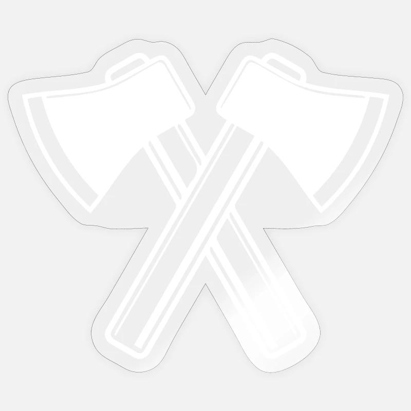 Axe Axes Bûcheron Forestier Sticker taille S (10 x 10 cm)