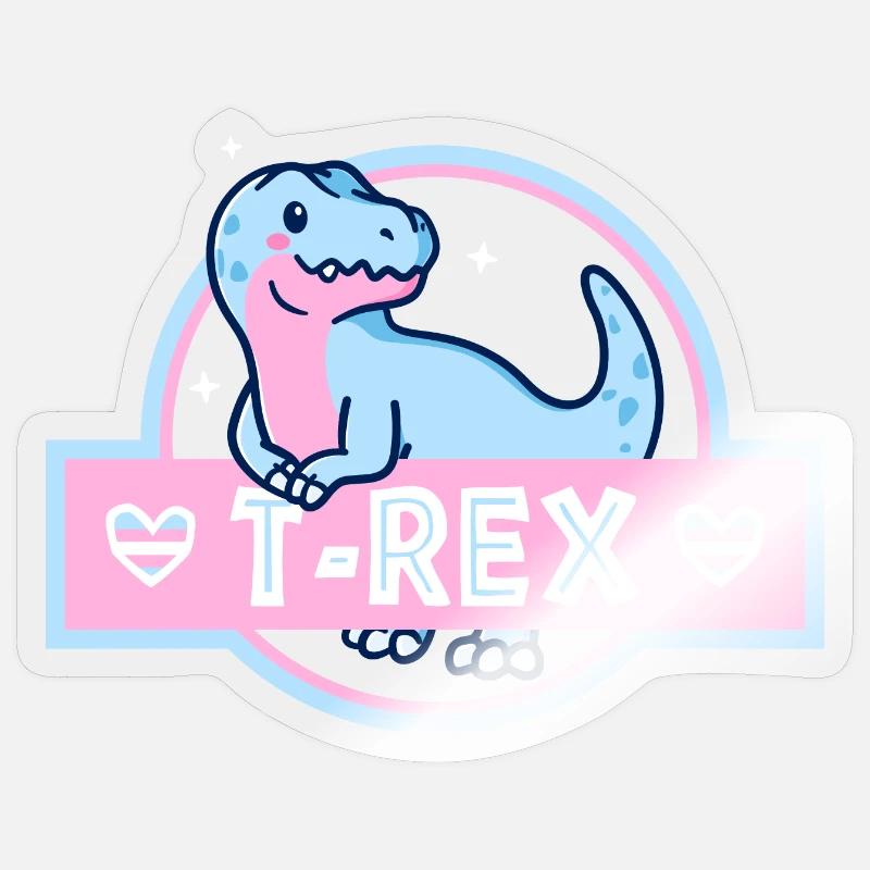 Trans T-Rex - Sticker taille S (10 x 10 cm) - brillant transparent