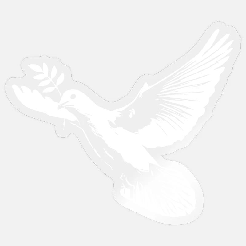 Colombe blanche de la paix - Sticker taille S (10 x 10 cm) - brillant transparent