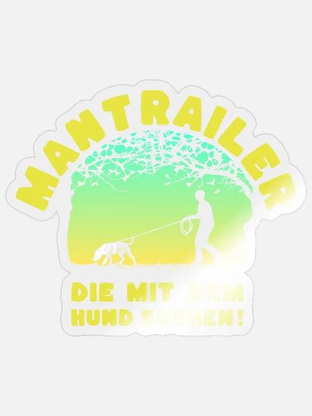 Mantrailer - die mit dem Hund suchen Mann Stafford - Sticker Größe S (10 x 10 cm) - Transparent glänzend