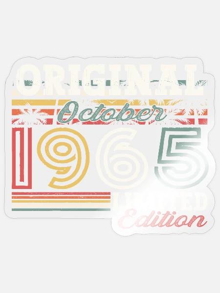 Original Oktober 1965 57. Geburtstag Geschenk Cool - Sticker Größe S (10 x 10 cm) - Transparent glänzend