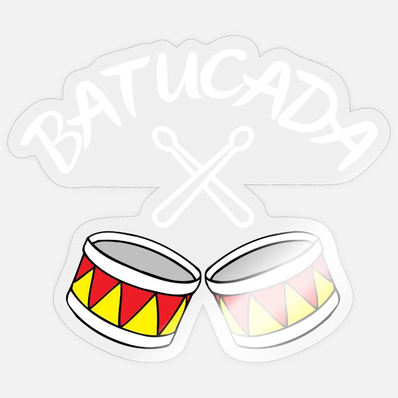 batucada, percussion, drum - Sticker size S (10 x 10 cm) - transparent glossy