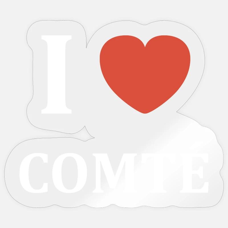 i love comté - Sticker taille S (10 x 10 cm) - brillant transparent