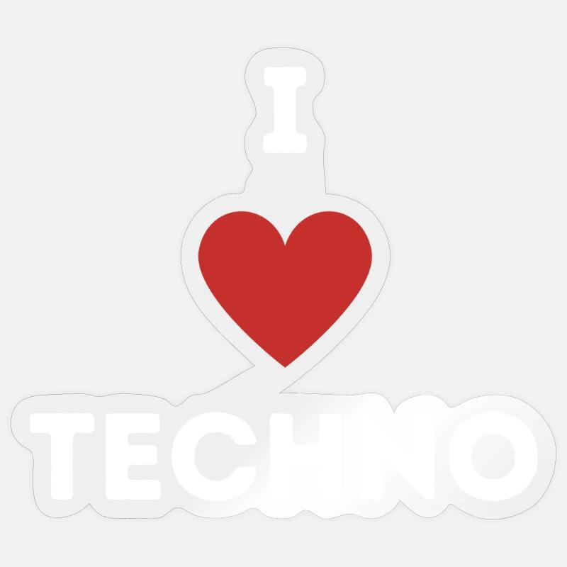 J’AIME LA TECHNO - J’AIME LA TECHNO RAVEWEAR - Sticker taille S (10 x 10 cm) - brillant transparent