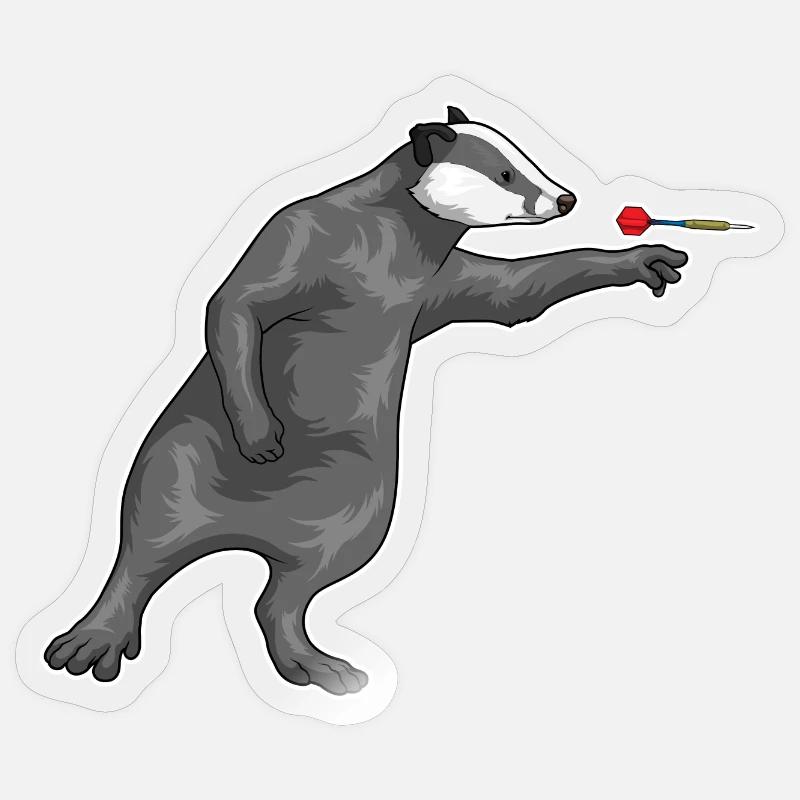 Honigdachs Dart Dartpfeil - Sticker Größe S (10 x 10 cm) - Transparent glänzend