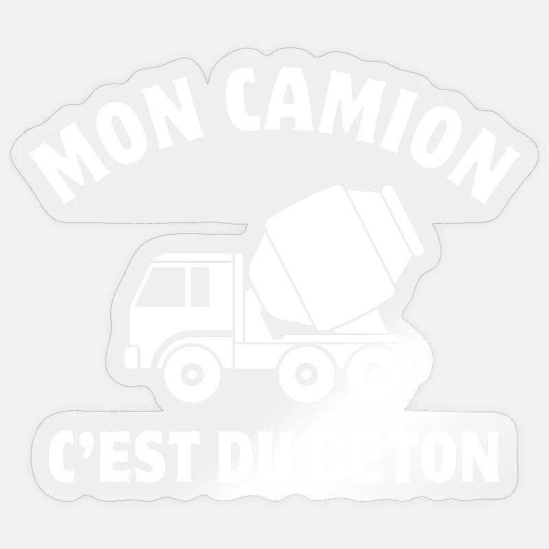 chantier, chef de chantier, engin de chantier - Sticker taille S (10 x 10 cm) - brillant transparent