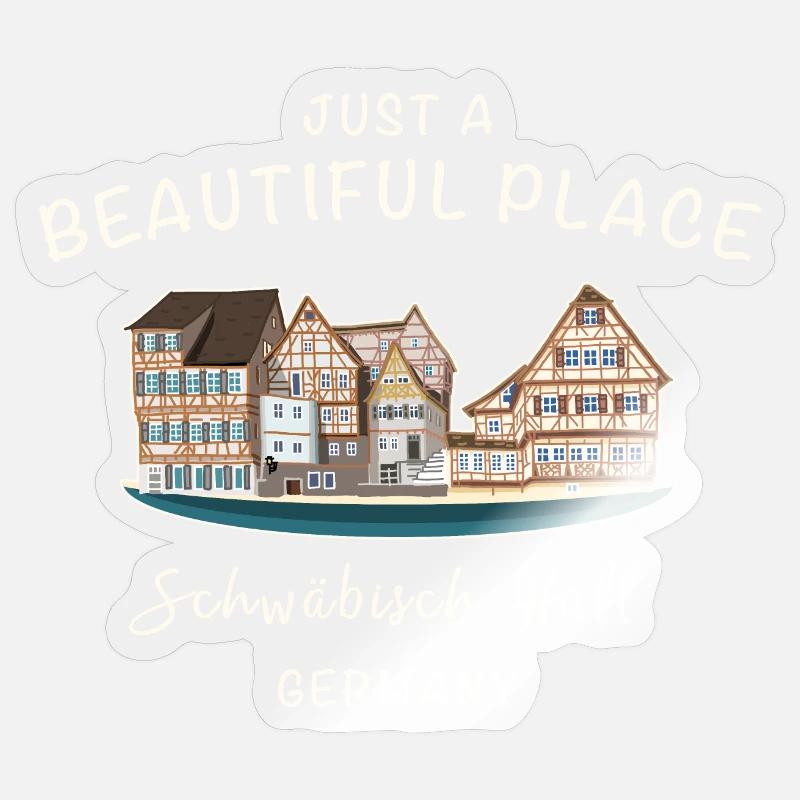 Schwäbisch Hall, Southern Germany, Drawing - Sticker size S (10 x 10 cm) - transparent glossy