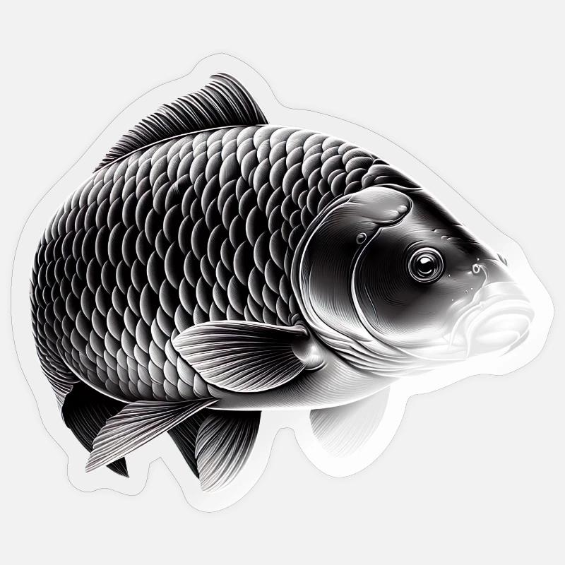 Spiegelkarpfen - Sticker Größe S (10 x 10 cm) - Transparent glänzend