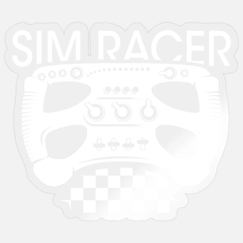 Simracer Volant Drapeau à damier jeu Formule Racing - Sticker taille S (10 x 10 cm) - brillant transparent