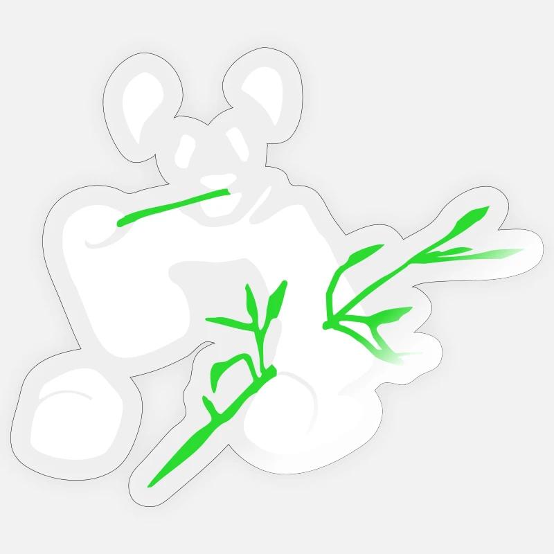 Panda mit Bambus - Sticker Größe S (10 x 10 cm) - Transparent glänzend