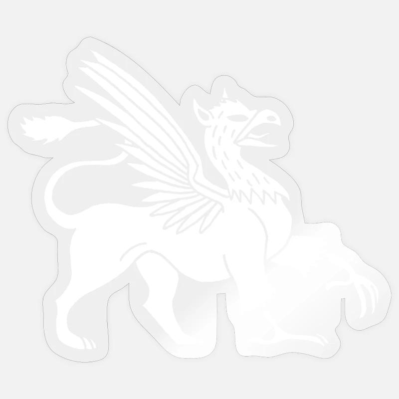 Griffon blanc - Sticker taille S (10 x 10 cm) - brillant transparent