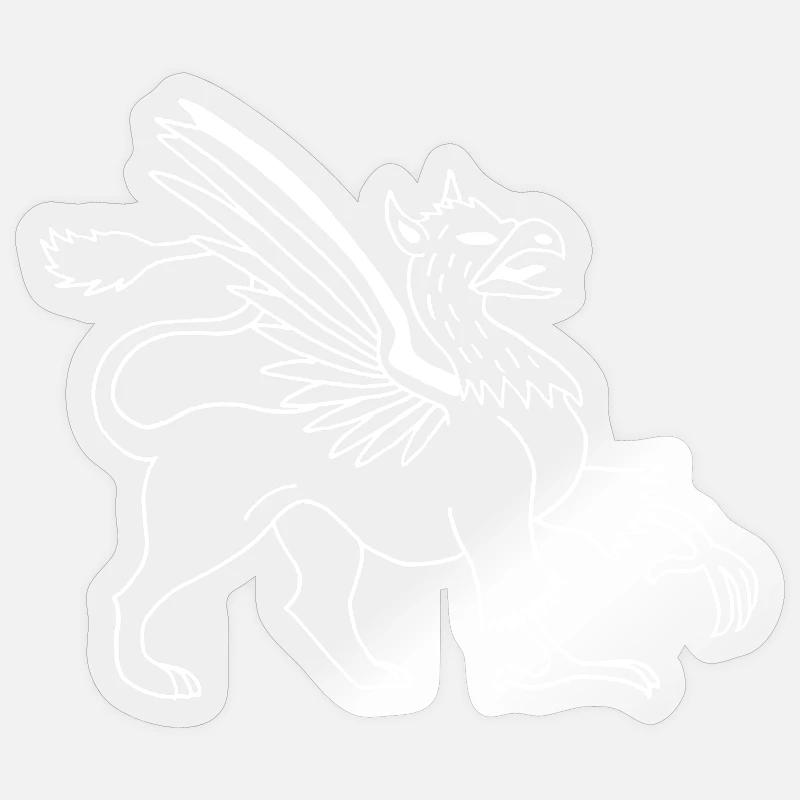 Animal fabuleux le griffon blanc - Sticker taille S (10 x 10 cm) - brillant transparent