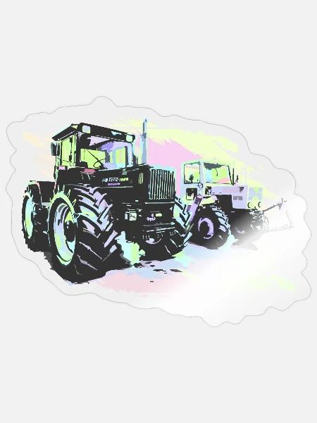 Vieux tracteurs - Sticker taille S (10 x 10 cm) - brillant transparent